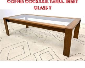 Lot 1191 Mid Century Modern Coffee Cocktail Table. Inset glass t
