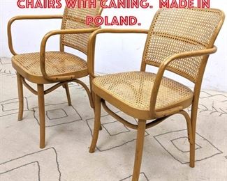 Lot 1222 Pair Bent Wood Arm Chairs with Caning. Made in Poland.