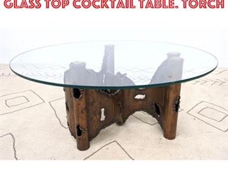 Lot 1227 Brutalist Welded Metal Glass Top Cocktail Table. Torch 