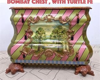 Lot 1234 MACKENZIECHILDS PAINTED BOMBAY CHEST , WITH TURTLE FE