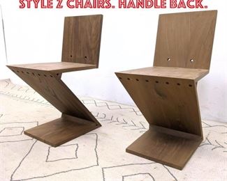 Lot 1243 Pair Gerrit Rietveld Style Z Chairs. Handle back.