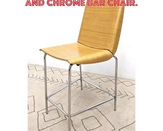 Lot 1250 PLANK Molded Wood and Chrome Bar Chair. 