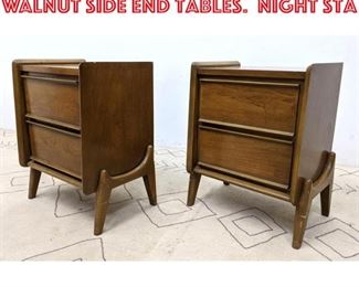 Lot 1274 Pair American Modern Walnut Side End Tables. Night Sta