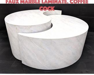 Lot 1283 2pc Ying Yang Tables. Faux Marble Laminate. Coffee cock