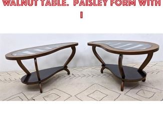 Lot 1295 Pair American Modern Walnut Table. Paisley form with i