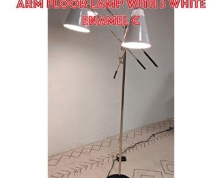 Lot 1299 Contemporary Three Arm Floor Lamp with 3 white enamel c
