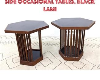 Lot 1319 Pair American Modern Side Occasional Tables. Black Lami