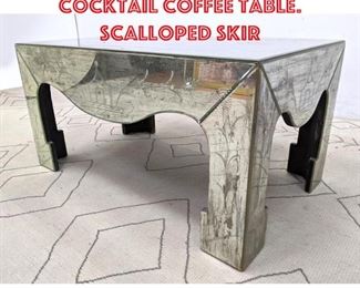 Lot 1334 Designer Mirrored Cocktail Coffee Table. Scalloped Skir