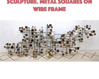Lot 1347 Mixed Metal Wall Sculpture. Metal squares on wire frame
