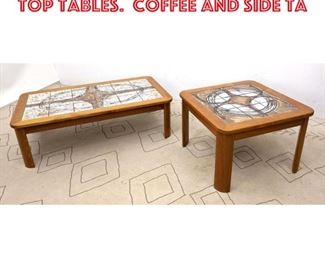 Lot 1359 2pcs Danish Modern Tile Top Tables. Coffee and side ta