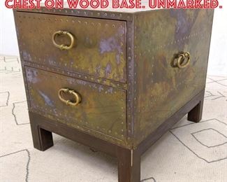 Lot 1366 SARRIED Brass Bound Chest on Wood Base. Unmarked.