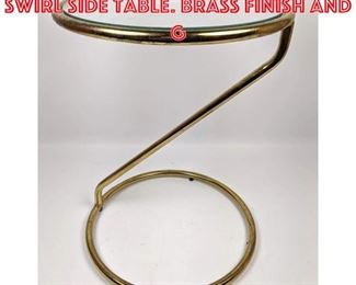 Lot 1377 Mid Century Modern Swirl Side Table. Brass Finish and G