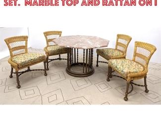 Lot 1378 POMPEII Dinette Dining Set. Marble top and Rattan on I
