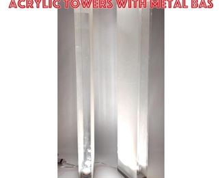 Lot 1379 Pair KAOYI Floor Lamps. Acrylic Towers with metal bas