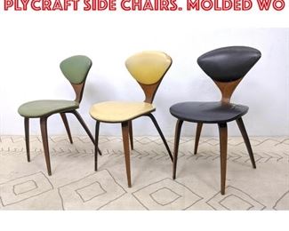 Lot 1387 Set of 3 NORMAN CHERNER Plycraft Side Chairs. Molded wo