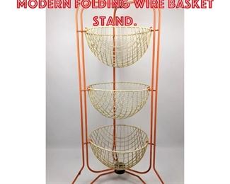 Lot 1390 PRESTIGE Mid Century Modern Folding Wire Basket Stand. 