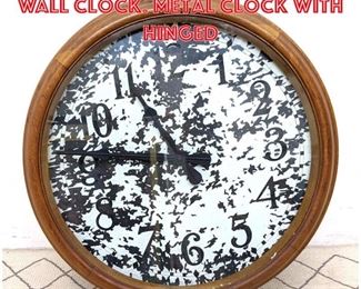 Lot 1401 Large Painted Metal Wall Clock. Metal clock with hinged