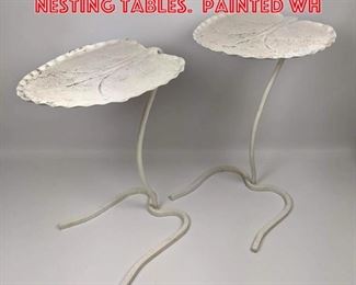 Lot 1415 2pc SALTERINI Lily Pad Leaf Nesting Tables. Painted Wh