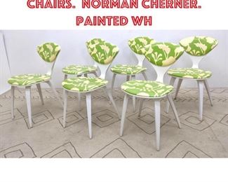 Lot 1421 Set 6 Plycraft Side Chairs. Norman Cherner. Painted Wh