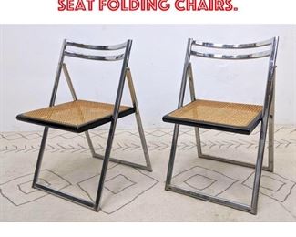 Lot 1437 Pr Chrome Frame Caned Seat Folding Chairs. 