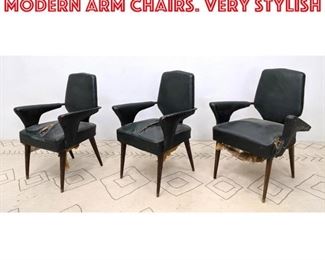 Lot 1486 Set 3 Art Deco Italian Modern Arm Chairs. Very stylish 
