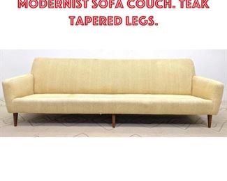 Lot 1504 Danish Modern Modernist Sofa Couch. Teak Tapered Legs. 