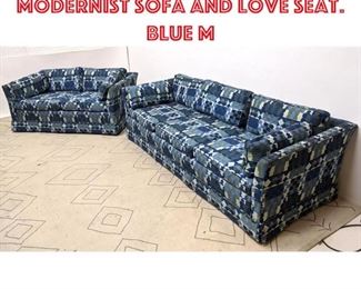 Lot 1507 2pcs ERWIN LAMBETH Modernist Sofa and Love Seat. Blue M