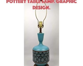 Lot 1512 Mid Century Modern Pottery Table Lamp. Graphic design. 