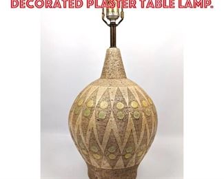 Lot 1516 Mid Century Modern Decorated Plaster Table Lamp.