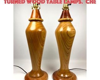 Lot 1518 Pair PAUL V. BUTZ Studio Turned Wood Table Lamps. Che
