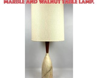 Lot 1527 Mid Century Modern Marble and Walnut Table Lamp.
