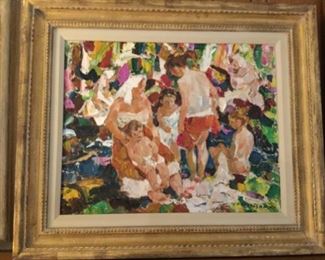 The Bather's oil on canvas by J.E. Costigan