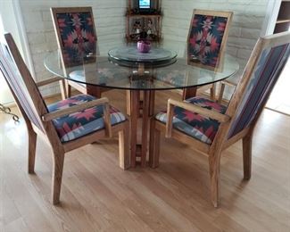 SOLD!! Available for pre-sale Round Glass Top Table with 6 chairs $395