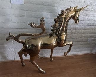 Available for pre-sale $795
Brass mythical unicorn pegasus horse floor statue
Located at home on Ave D