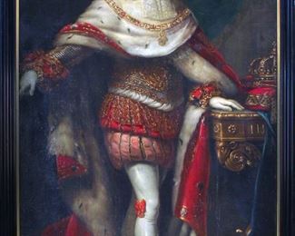 Italian 18th C. Oil on Canvas Full Size Portrait of Victor Amadeus III the King of Sardinia House of Savoy