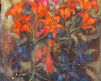 M.Haug (20th C.) Oil on Canvas Lilies