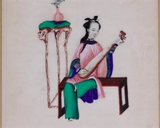 Five Chinese 19th C. Pith Painting of Courtesan 