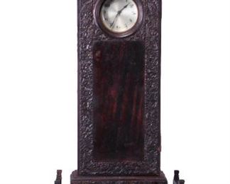 Chinese Early 20th C. Carved Hardwood Table Clock