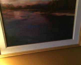 Local painting of river at dusk