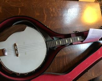 Five string banjo with case