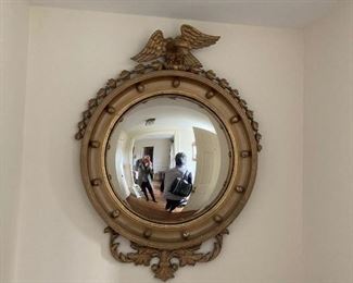 Large wood Federal convex mirror