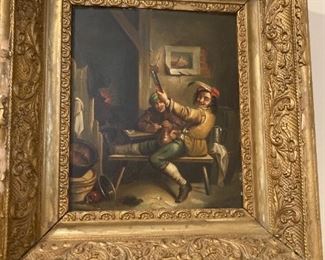 Antique oil painting on tin