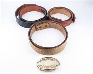 Leather Belt Lot / Belt Buckle