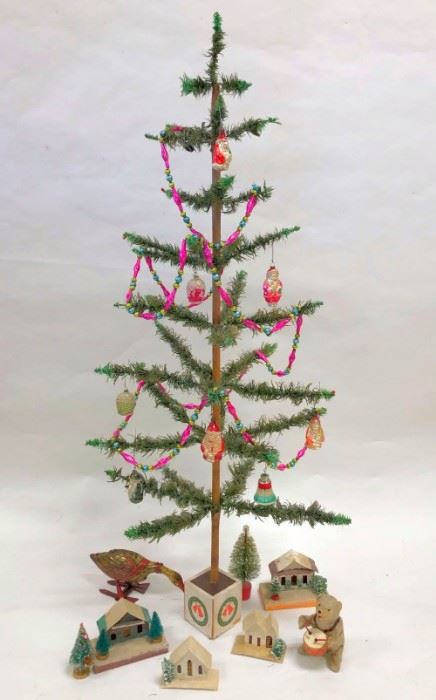 Early Feather Tree, Ornaments, Decorations