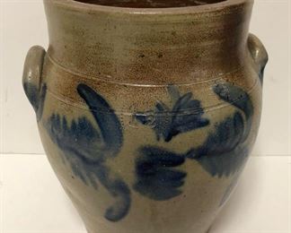 Early Blue Decorated Ovoid Crock