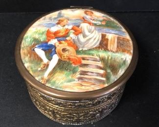 Brass & Porcelain Trinket Box