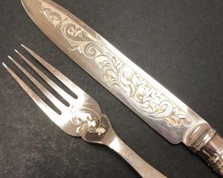 1890 Silvered Knife & Fork Luncheon set, by Joseph Elliot & Sons Sheffield