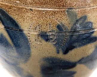 Close Up Of Blue Decorated Crock