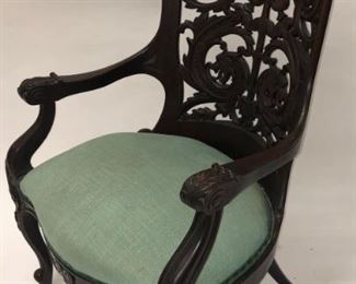 Ornate Mahogany Carved Parlor Arm Chair