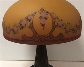 Art Nouveau Parlor Lamp With Hand Painted Base